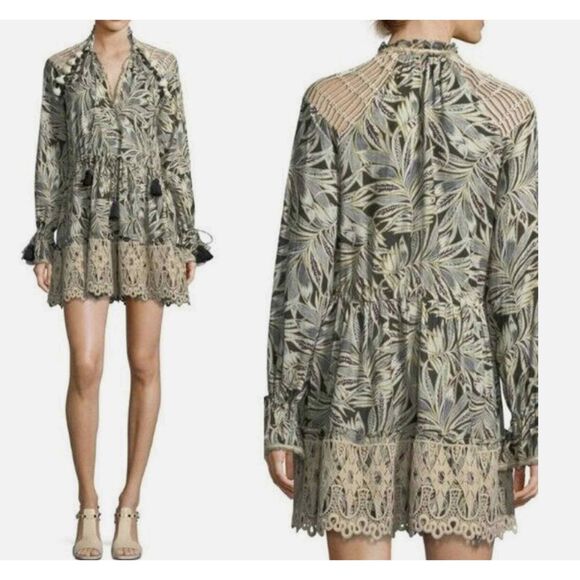 Alexis Palm Crochet and Tassel detail Mini Summer Dress. Small. Like new - Picture 4 of 4